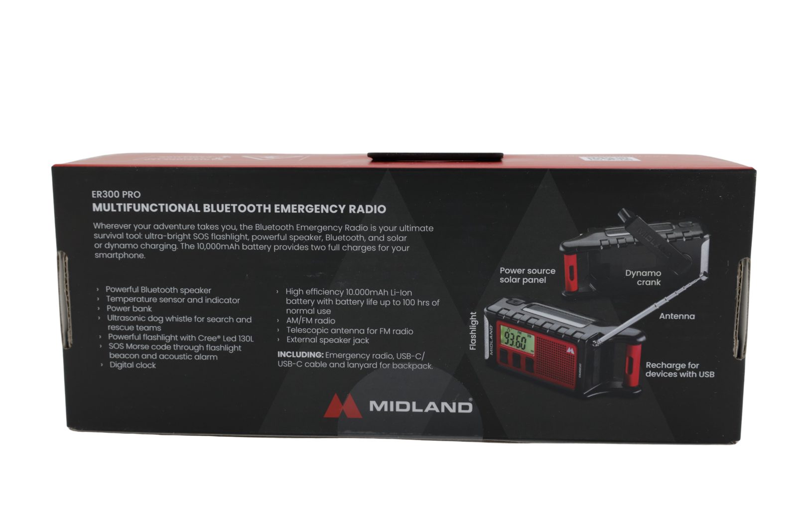 Midland - Nödradio - ER300 Pro - Röd Svart, bild 2