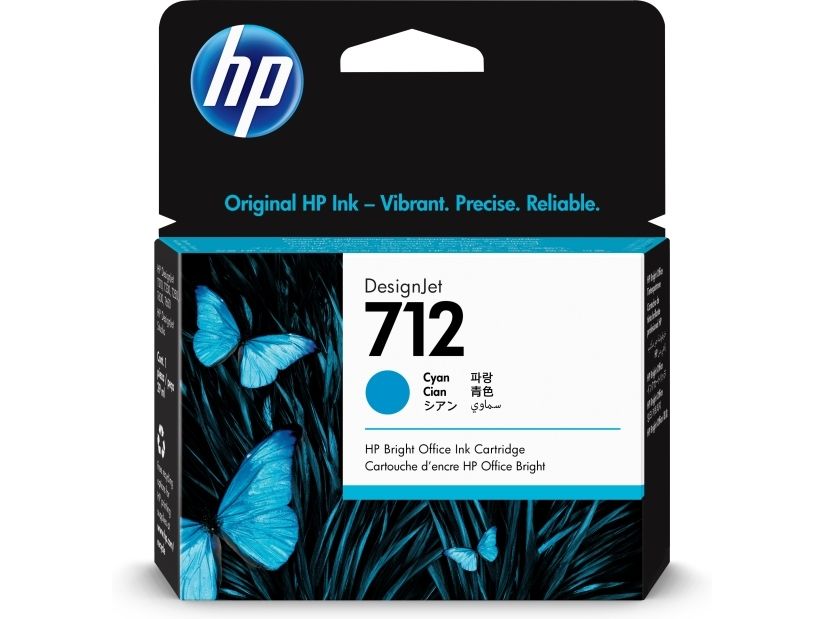 HP 712 1 Styck Original bläckpatron, cyan hp3ed67a, bild 2