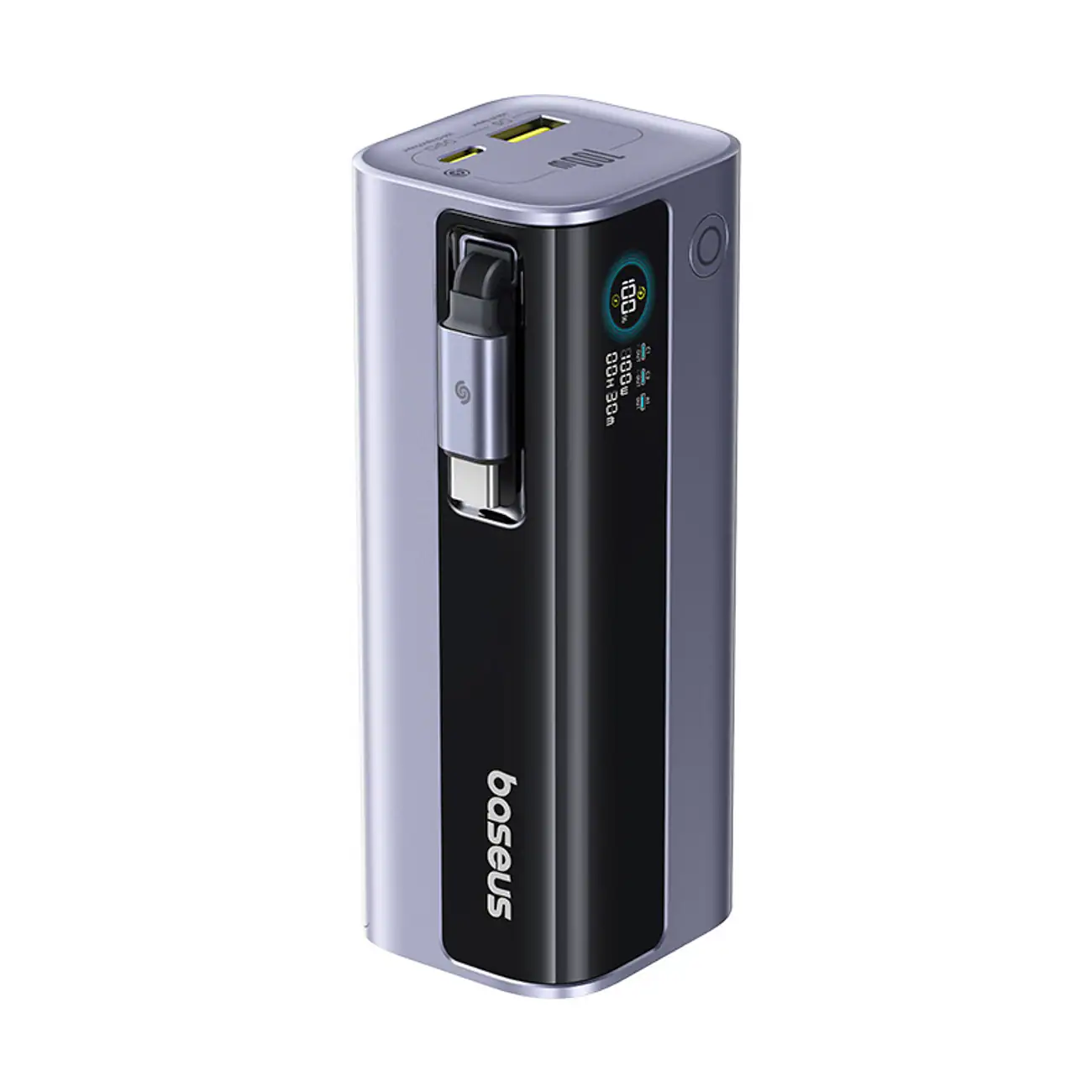 Baseus EnerGeek GR11 10 000 mAh 100 W powerbank med infällbar kabel – grå