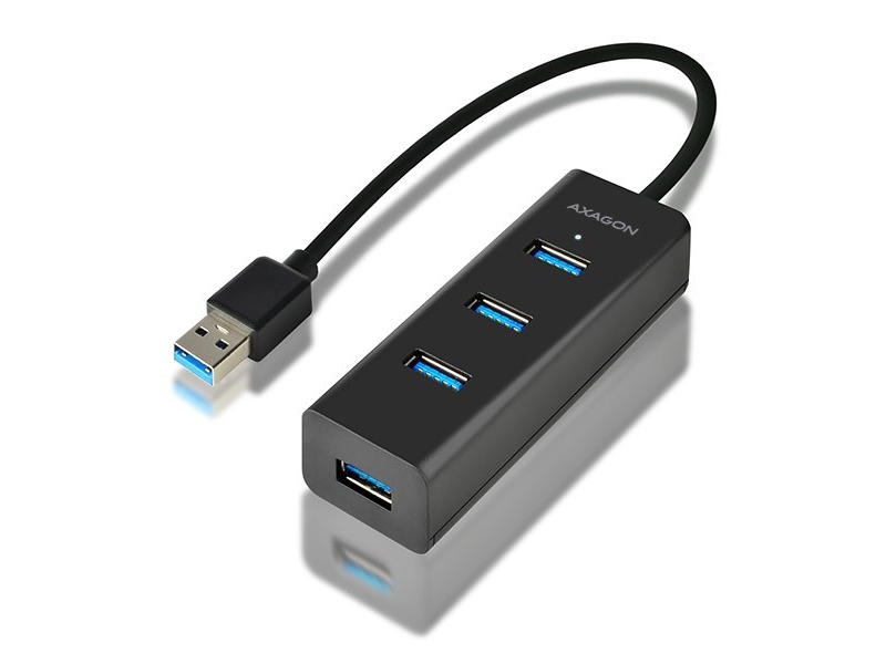 Axago HUE-S2B, USB 3.2 Gen 1 (3.1 Gen 1) Typ-A, USB 3.2 Gen 1 (3.1 Gen 1) Typ-A, 5000 Mbit/s, Sort, 0,3 m, DC,USB