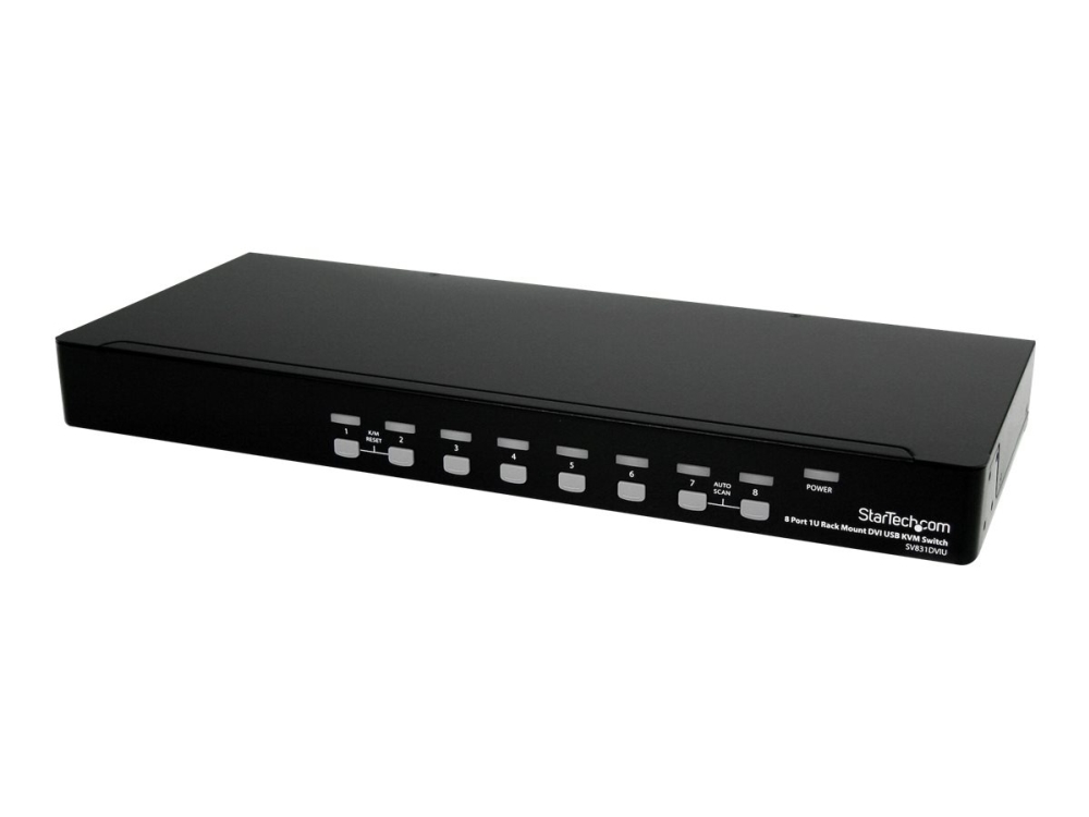 StarTech.com Rackmonterad 1U DVI USB KVM-switch med 8 portar - Omkopplare för tangentbord/video/mus - 8 x KVM port(s) - 1 lokal användare - rackmonterbar - för P/N: RK12OD2, RK2537BKM, RK3236BKF, RK4236BKB, RK4242BK24, RK4242BK30, RKQMCAB12V2