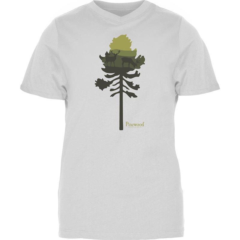 Pinewood Finnveden Recycled Outdoor T-SHIRT W White Mel Pine Tree - XL