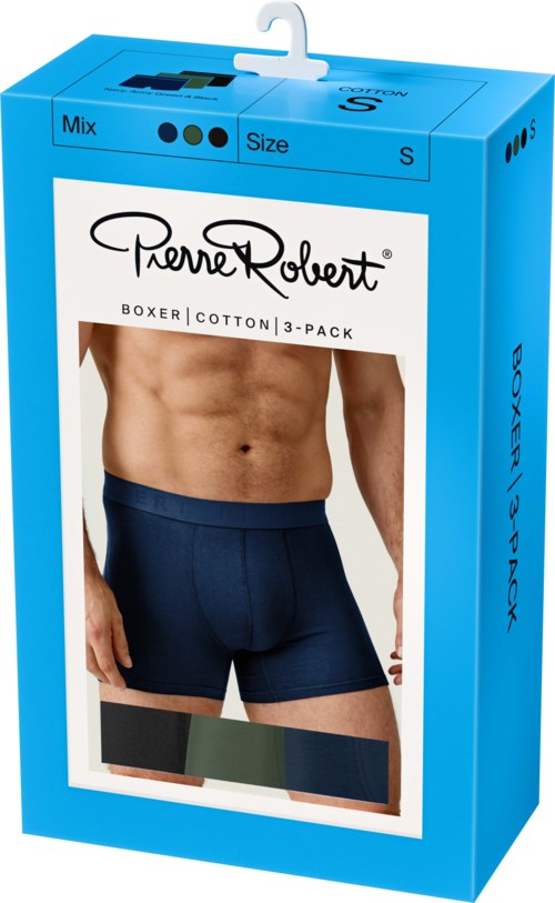 Pierre Robert Cotton Boxer Men X3 Navy, Army Green & Black M