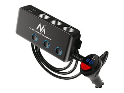 Maclean Energy MCE218 - Strömadapter för bil - 120 Watt - 10.2 A - PD, QC 3.0 - 8 utdatakontakter (4 x USB, USB-C, 3 x bilens cigarettändare) - svart