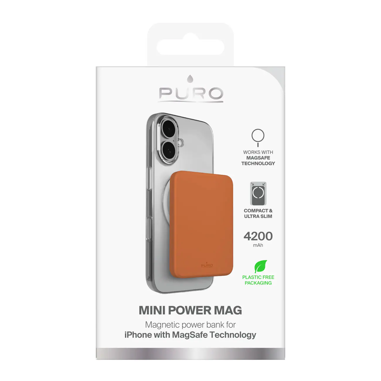 Puro 4200 mAh ultratunn MagSafe-kompatibel USB-C-powerbank – orange, bild 2