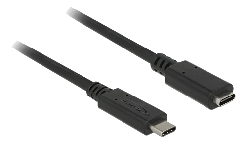 Förlängningskabel DeLOCK, USB-C ha till USB-C ho, USB 3.2 Gen.1, 60W PD, 1 meter - Svart