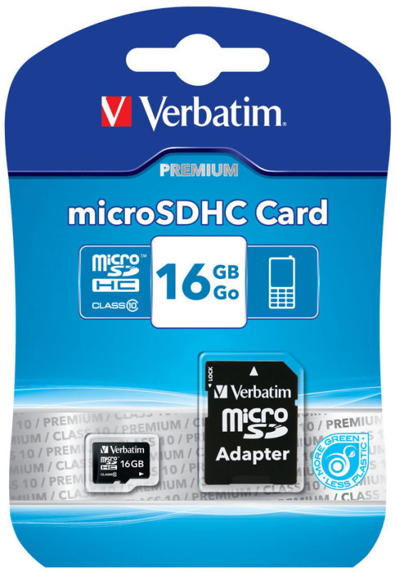 Micro Secure Digital SDHC 16 GB Verbatim, Class 10, inkl. SD-adapter