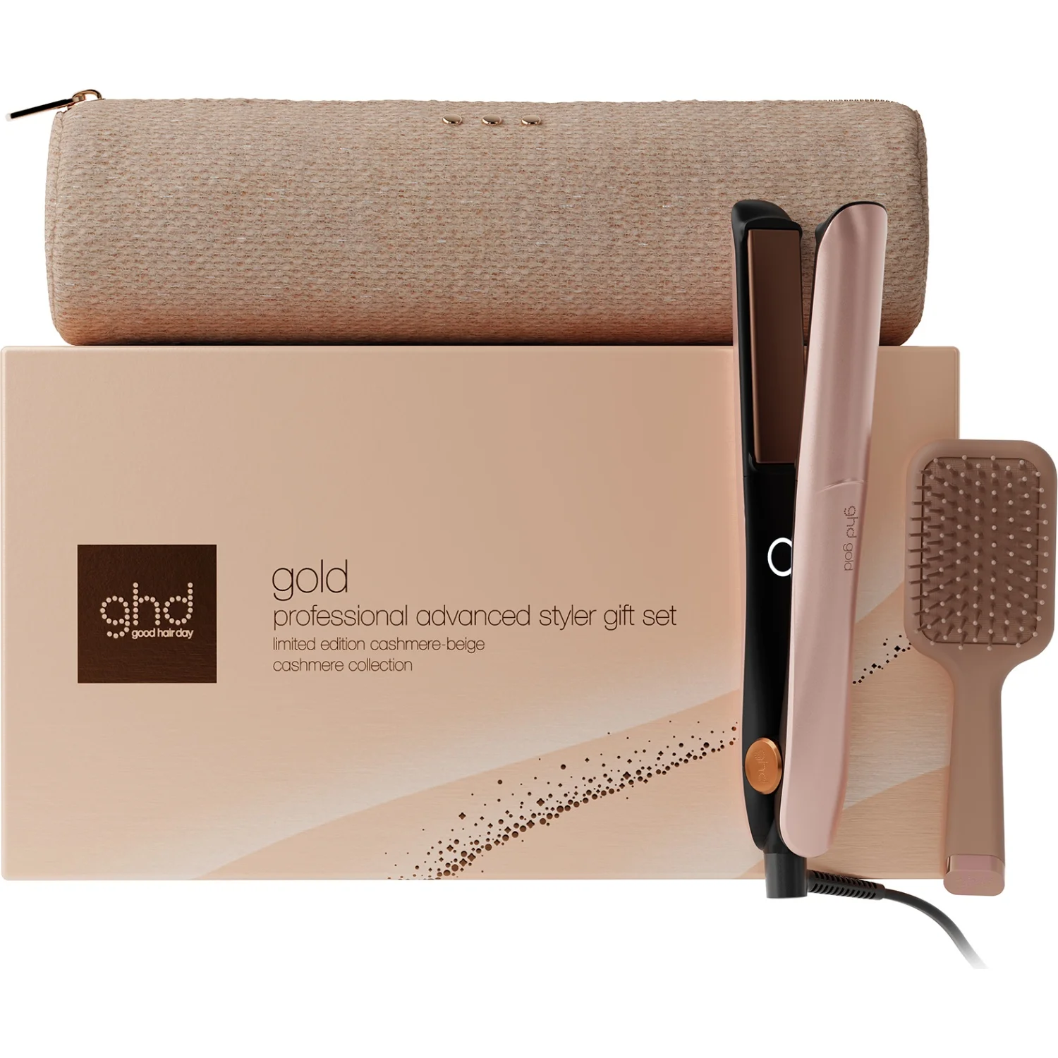 ghd Cashmere Collection Gold Hair Straightener Festive Gift Set in Cashmere Beige