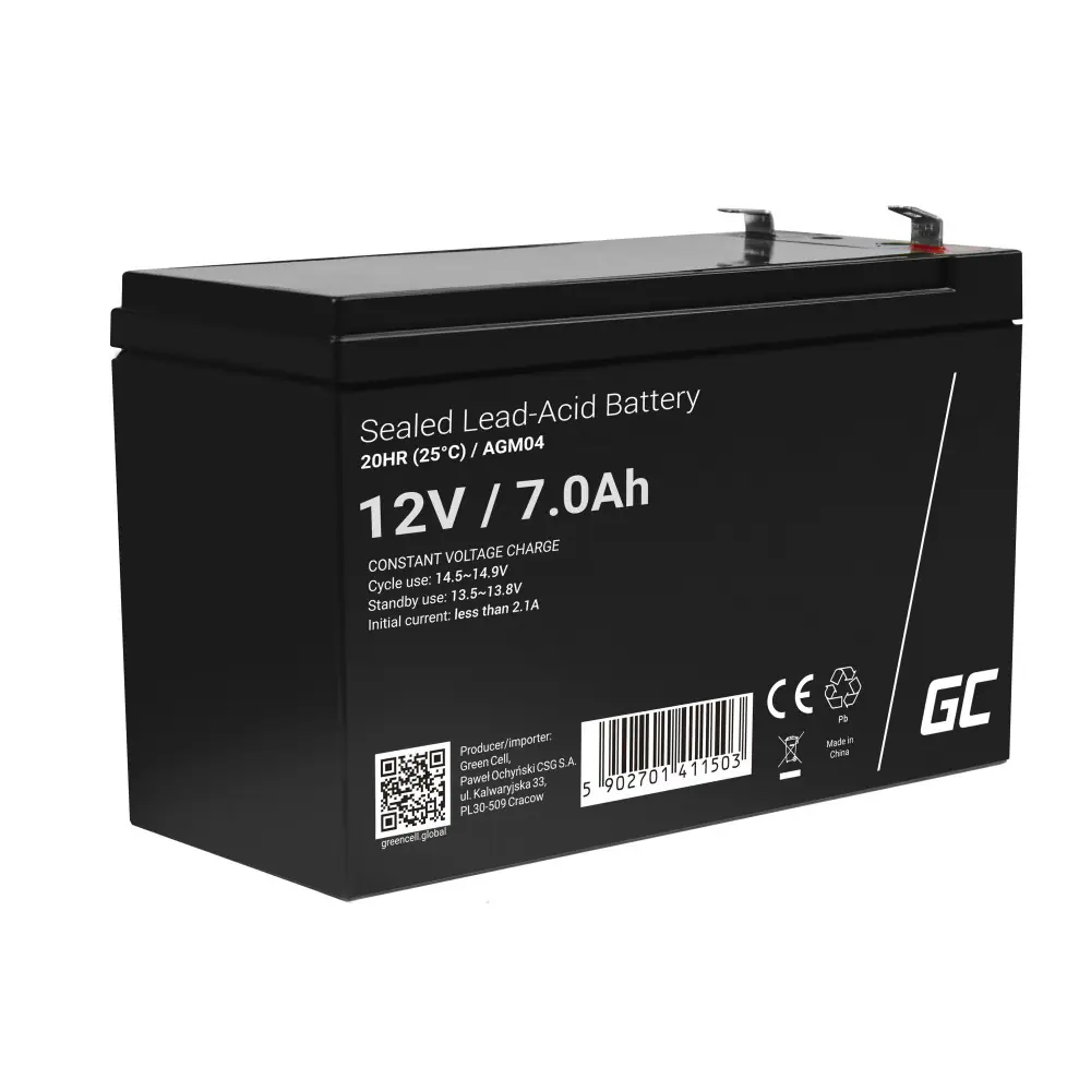 Batteri Green Cell 12V/7Ah, 5 års beräknad livslängd