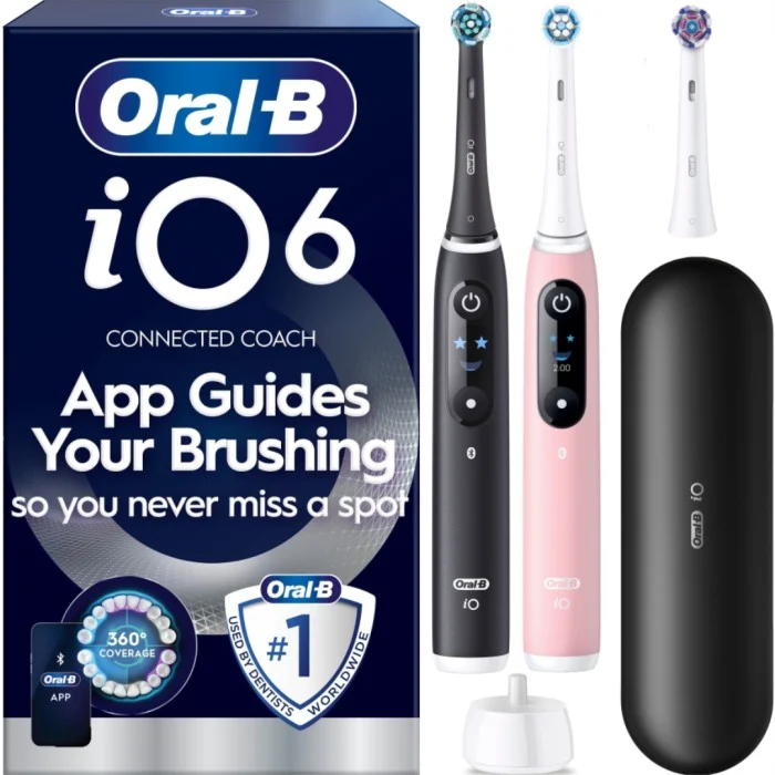 Oral-B iO6 Duo Edition eltandborste, Black Lava & Pink Sand