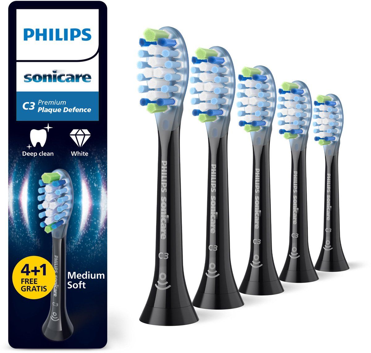 Philips Sonicare Brushhead C3, 4+1 pack, Black, bild 4