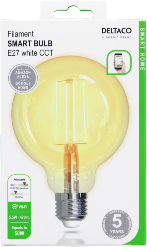 Deltaco SH-LFE27G95 LED smart glödlampa E27