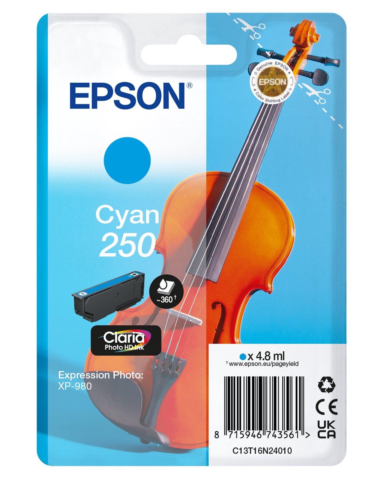 Epson 250 Cyan, 4,8ml, bild 3