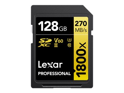 Lexar SDXC Pro 1800x U3 V60 UHS-II 128GB 280MB/s -minneskort