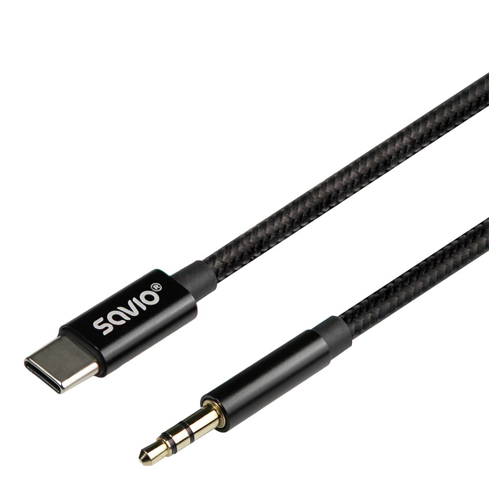 Savio CL-188 ljudkabel USB-C till 3,5 mm 2 m svart