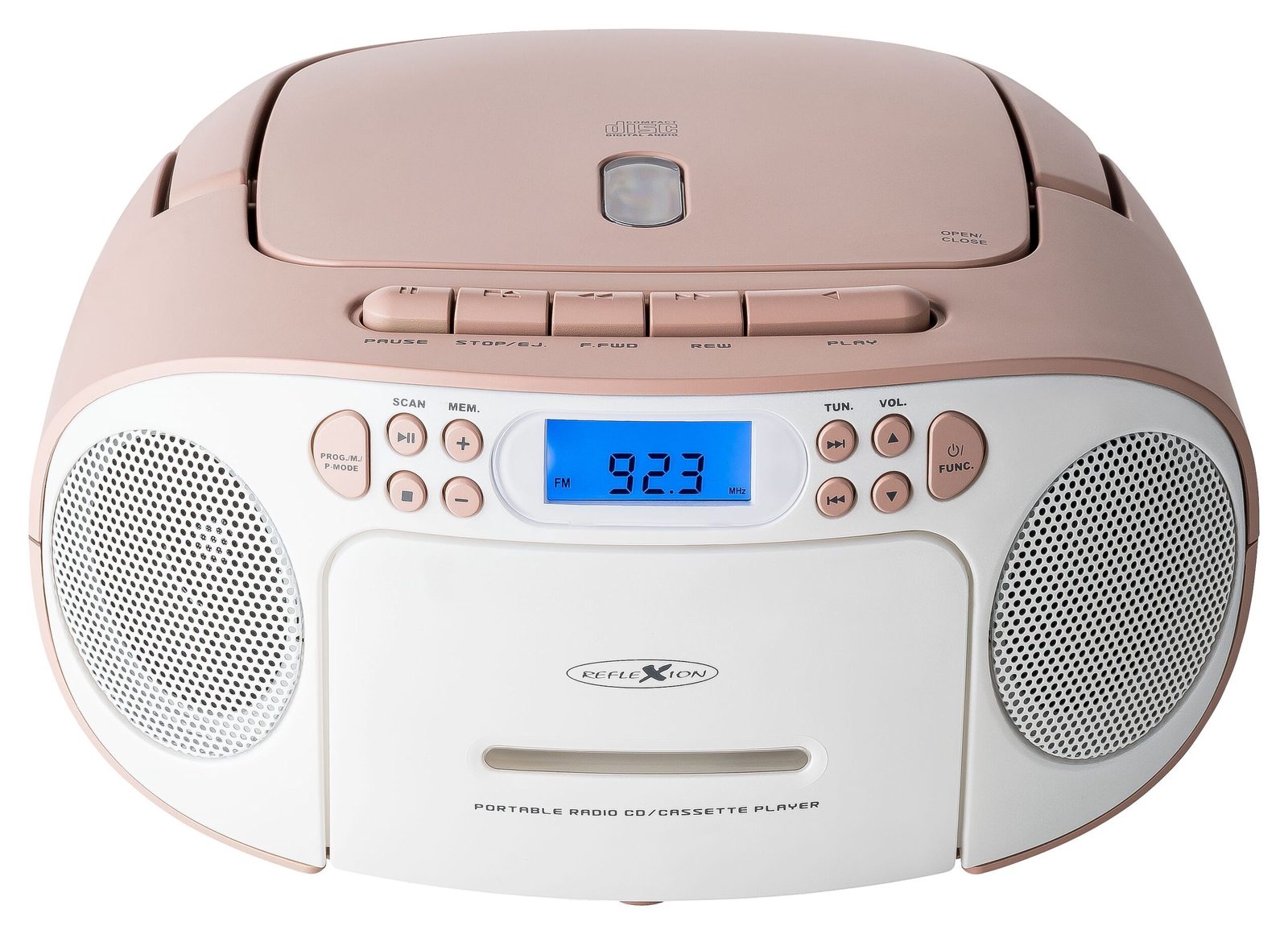 Reflexion RCR2260 bärbar CD-spelare FM PLL LCD, vit/rosa