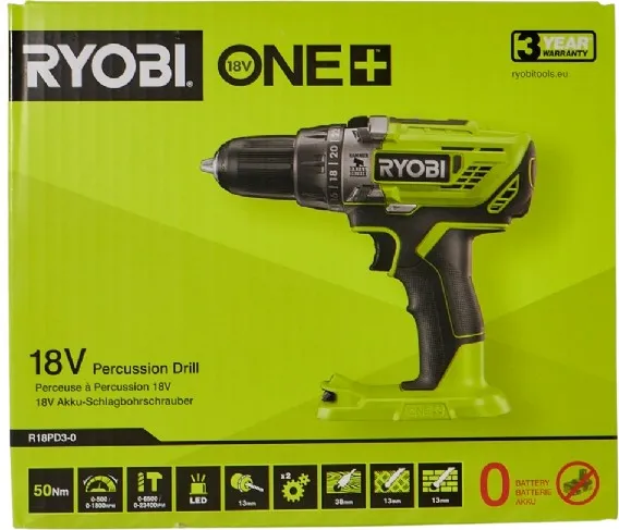 Ryobi R18PD3-0 slagborrskruvdragare 18 V One+ 50 N·m 13 mm utan batteri/laddare - SOLO