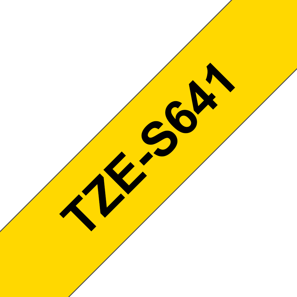 Brother Tape TZE-S641, svart på gul botten, 18 mm x 8 meter, laminerat, stark häftning, bild 3