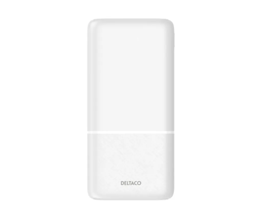 Deltaco Powerbank 20 000 mAh, 2x USB-A, 1x USB-C - Vit, bild 2