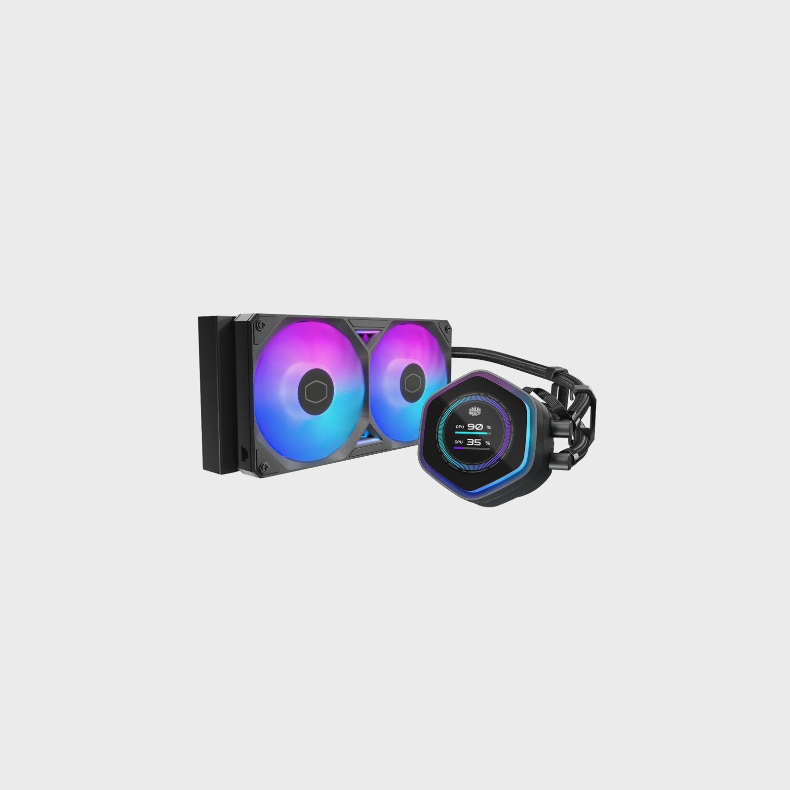 CoolerMaster MasterLiquid 240 ATMOS II LCD, 2x120mm fläktar ARGB - Vit