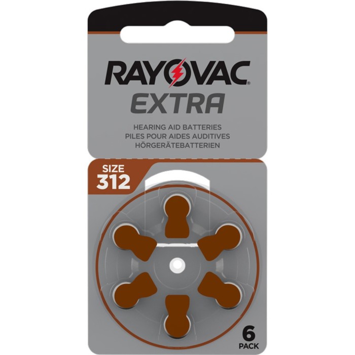 Rayovac extra advanced act 312 brun, 6 st
