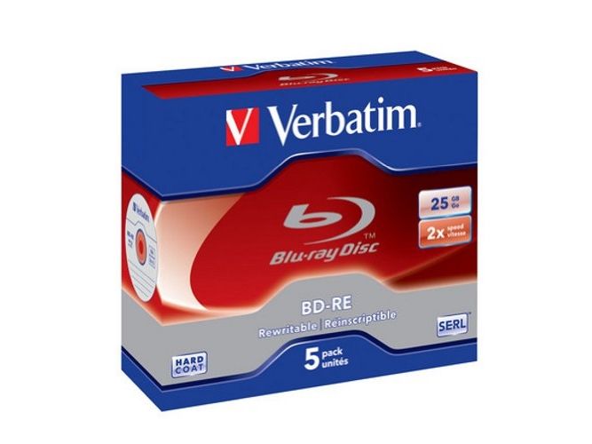 Blu-Ray BD-RE media Verbatim 25 GB 2X, Scratchguard surface, 5-pack jewel case