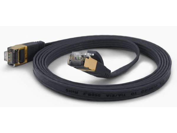 wantec - Patch-kabel (hane) till RJ-45 (hane) - CAT 6a - svart