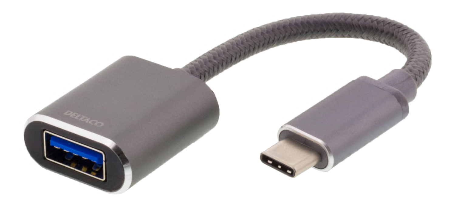 Deltaco USB-C till USB-A OTG adapter - Aluminium, bild 3