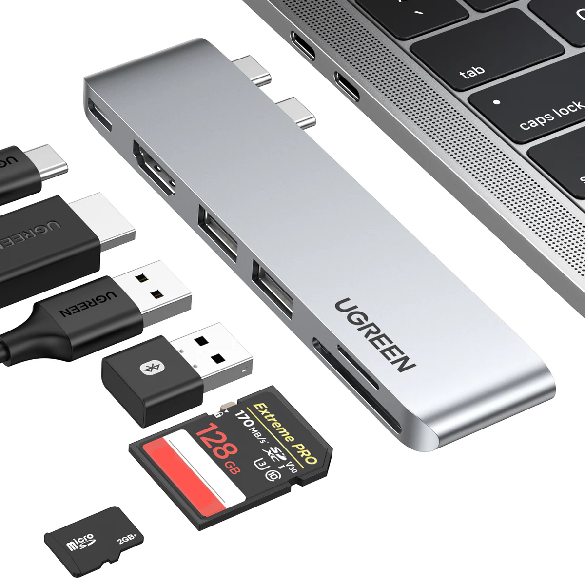 HUB Ugreen CM380 2xUSB-C – HDMI/2xUSB 3.0/SD TF/USB-C PD – grå