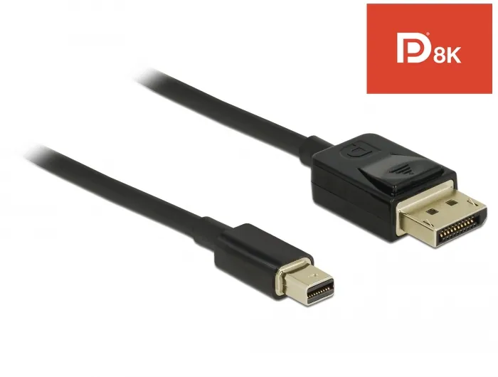 Delock Mini DisplayPort till DisplayPort-kabel 8K @ 60Hz, 2m