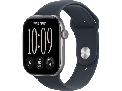 Apple Watch Series 12 GPS 46 mm rymdgrå aluminium, marinblå Sportband - M/L