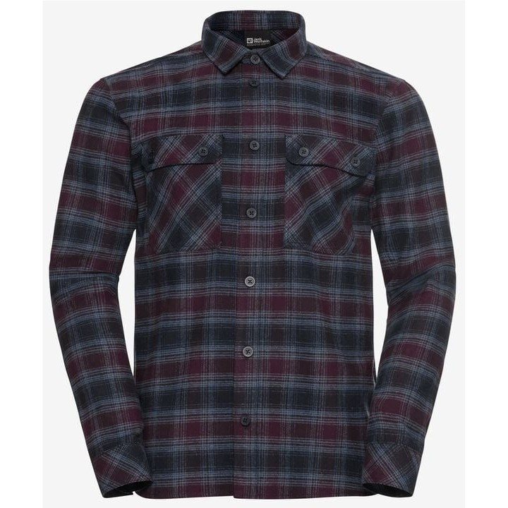Jack Wolfskin Baja Flannel Shirt M Check Dark Navy - XL