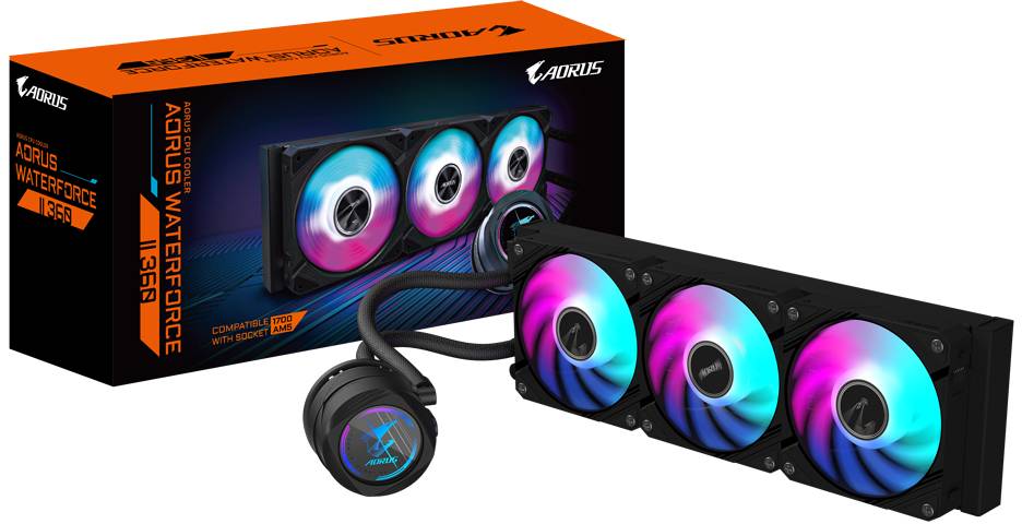 Gigabyte AORUS WaterForce II 360, 3x120mm, ARGB display - Svart, bild 2