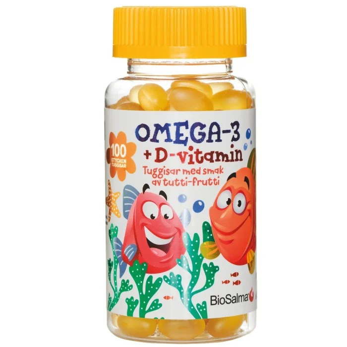 BioSalma Omega-3 + D-vitamin, Tutti frutti, 100 Tuggisar