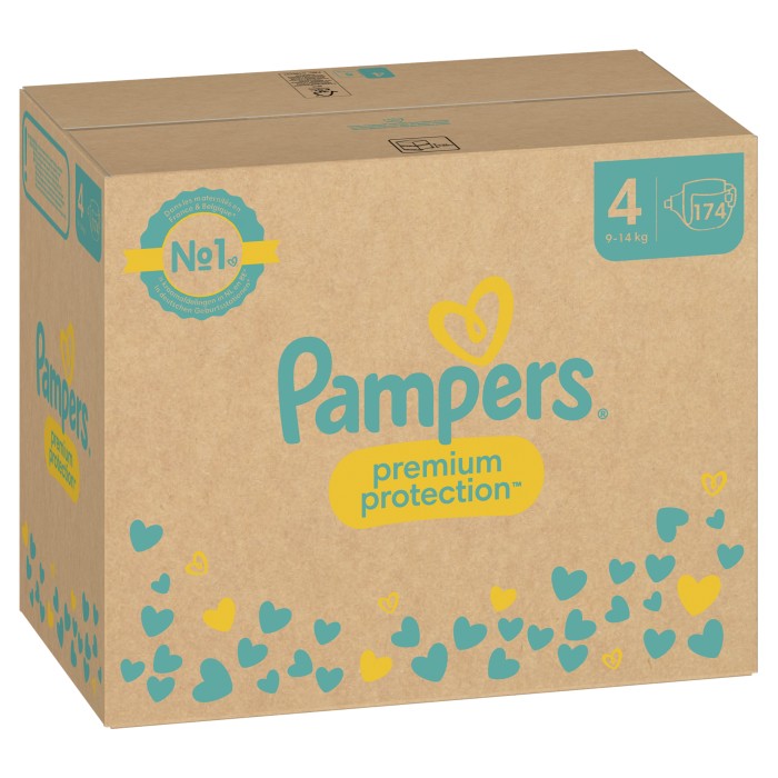 Pampers Premium Protection Nappies Storlek 4 (9-14 kg), 174 st