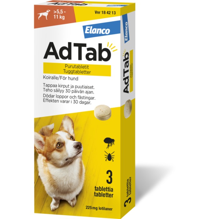 AdTab 225 mg tuggtabletter för hund (>5,5-11 kg) 3 st