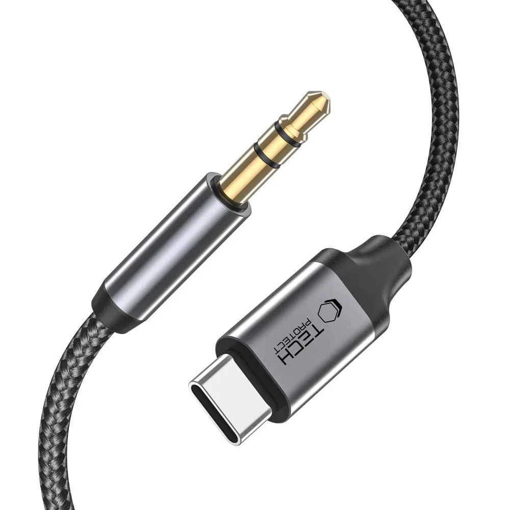 Tech-Protect UltraBoost audio USB-C / 3,5 mm mini-jackkabel 1 m - svart