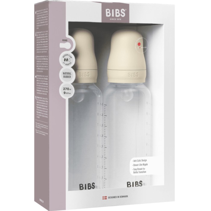 BIBS Baby Bottle 270ml Ivory, 2 st