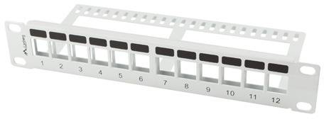 10" Patchpanel Lanberg, 12 portar, Keystone, 1U, metall - Grå, bild 3