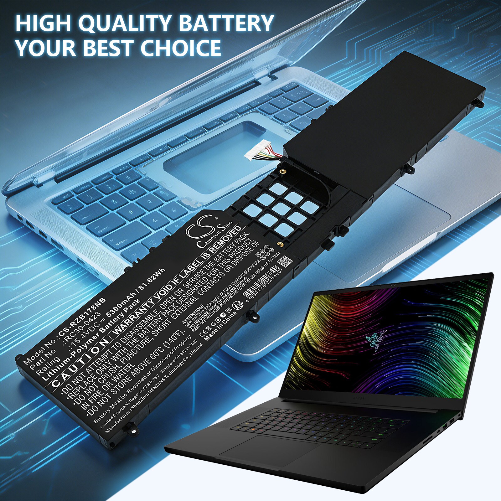 Batteri till Bärbar dator, laptop för Razer Blade 17 Early 2022, bild 5