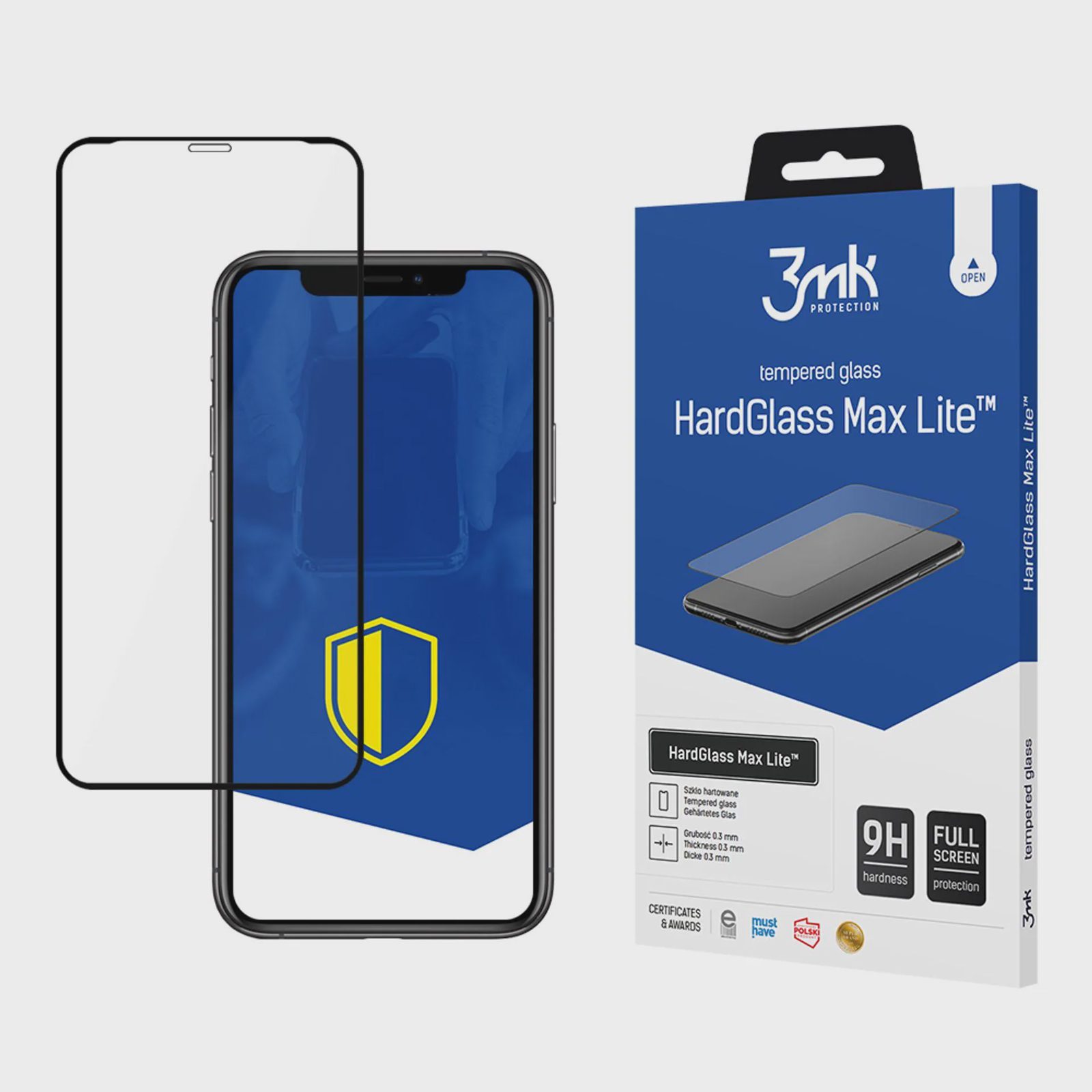 9H 3mk HardGlass Max Lite™-skyddsglas för iPhone Xs Max / 11 Pro Max