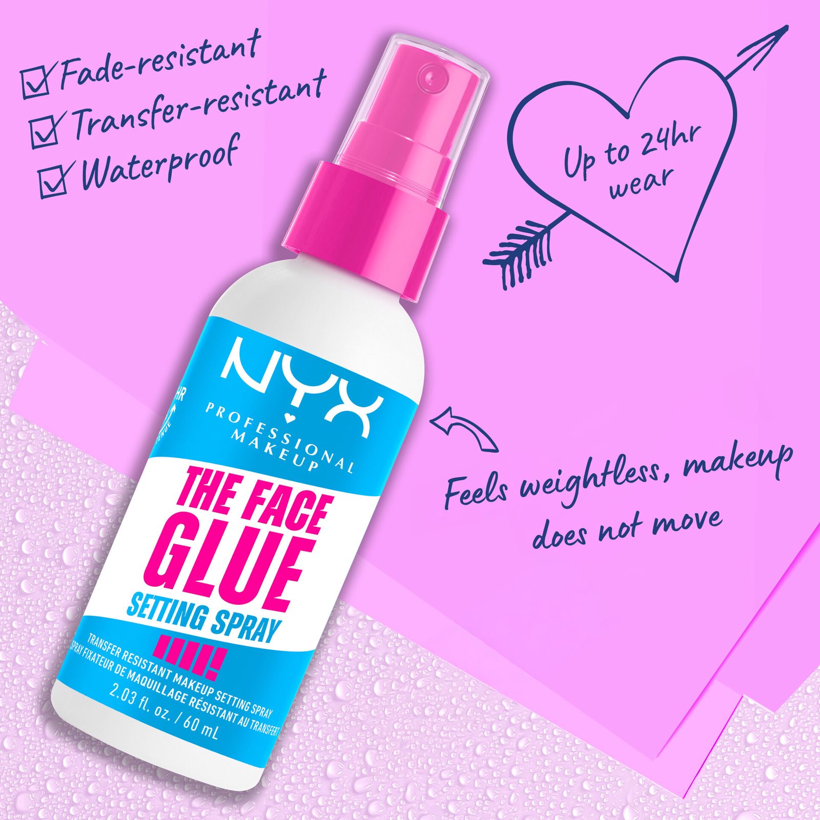 NYX Professional Makeup The Face Glue Setting Spray 60 ml, bild 2