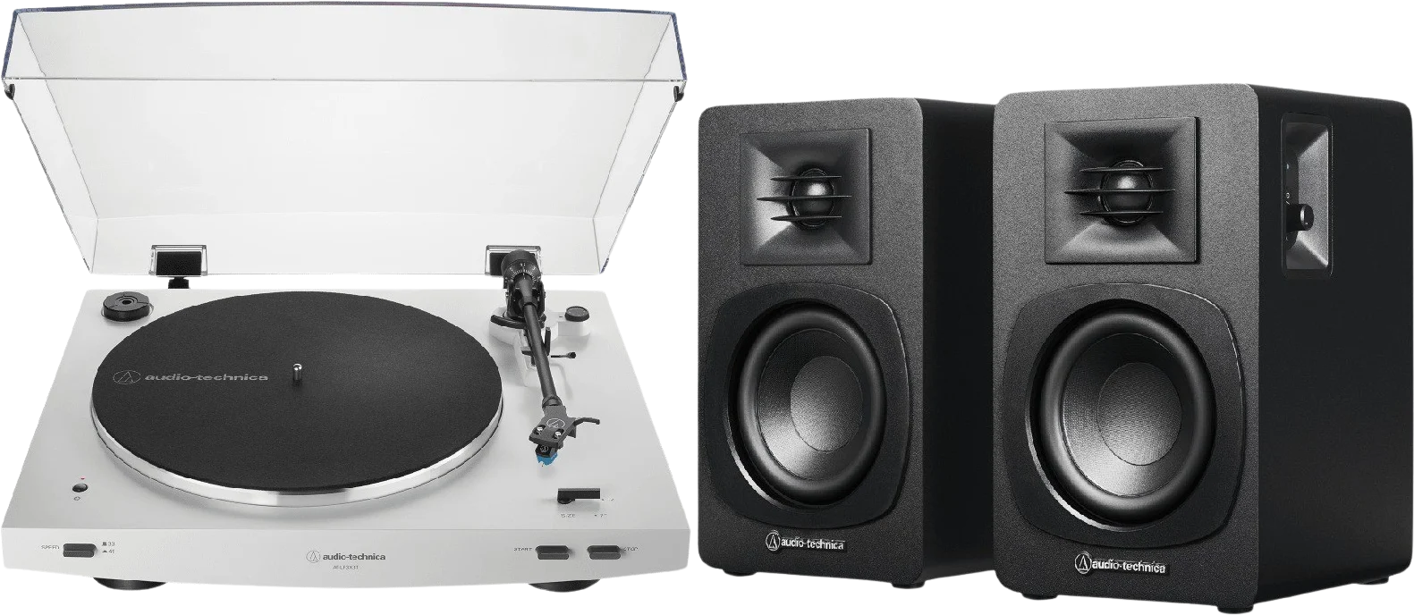 Audio Technica AT-LP3XBT Skivspelare Vit + SP3X Högtalare