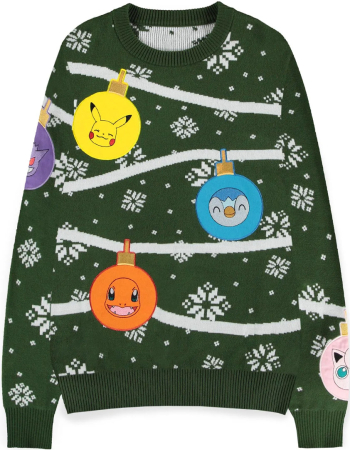 Pokemon X-Mas Balls Stickad Jultröja Grön (X-Small)