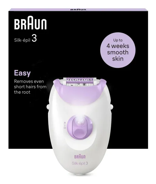 Braun Silk-épil 3 Corded Epilator For Hair Removal Weeks Of Smooth Skin 3-000 Purple