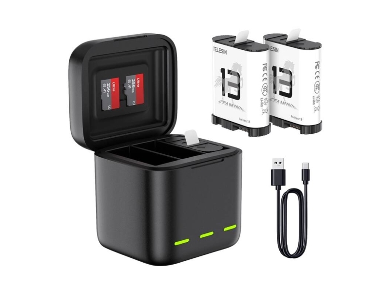 Trekammar batteriladdare för GoPro Hero 13 Black Telesin (S0-BCG-10-TGP)