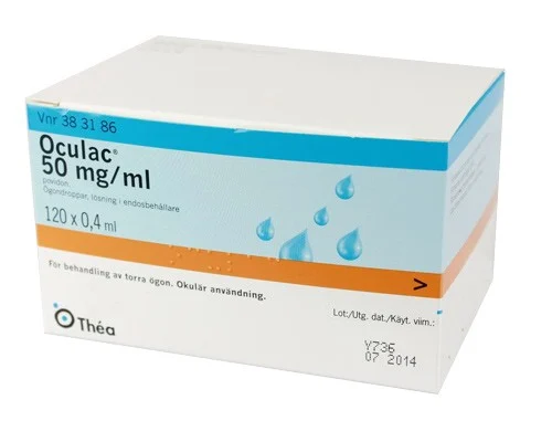Oculac, ögondroppar, lösning i endosbehållare 50 mg/ml 120 x 0,4 ml