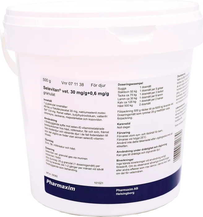 Selevitan Vet Granulat 30 mg/g+0,6 mg/g, 500 g