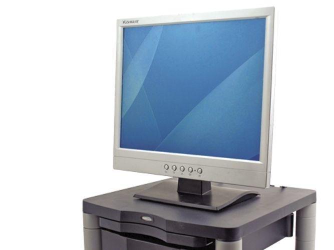 Monitorstand, Fellowes Plus, 5 højdetrin, med skuffe, graphite