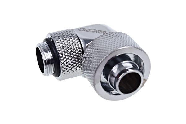Alphacool Eiszapfen 16/10mm compression fitting 90° rotatable G1/4 - Inpassning till vätskekylsystem - krom, silvernickel